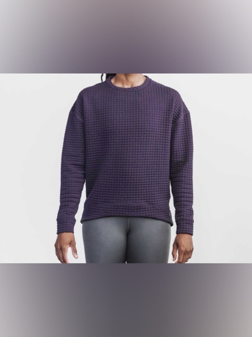 Nobull Quilted Textured Purple Crewneck Pullover Sweatshirt - S